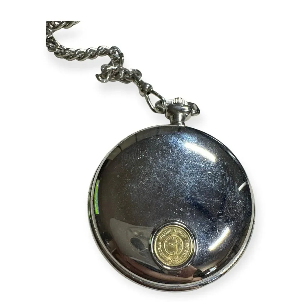 Harley-Davidson Pocket Watch Glow in Dark Vintage Quartz Chain w/ Leather Case‎